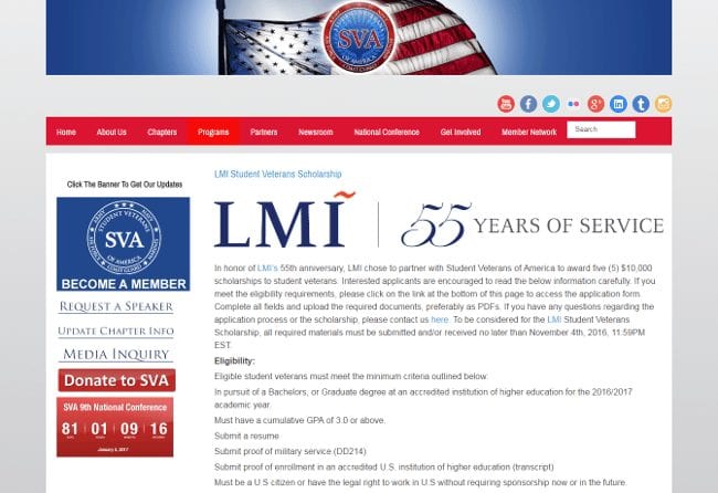 LMI Student Veterans Scholarship
