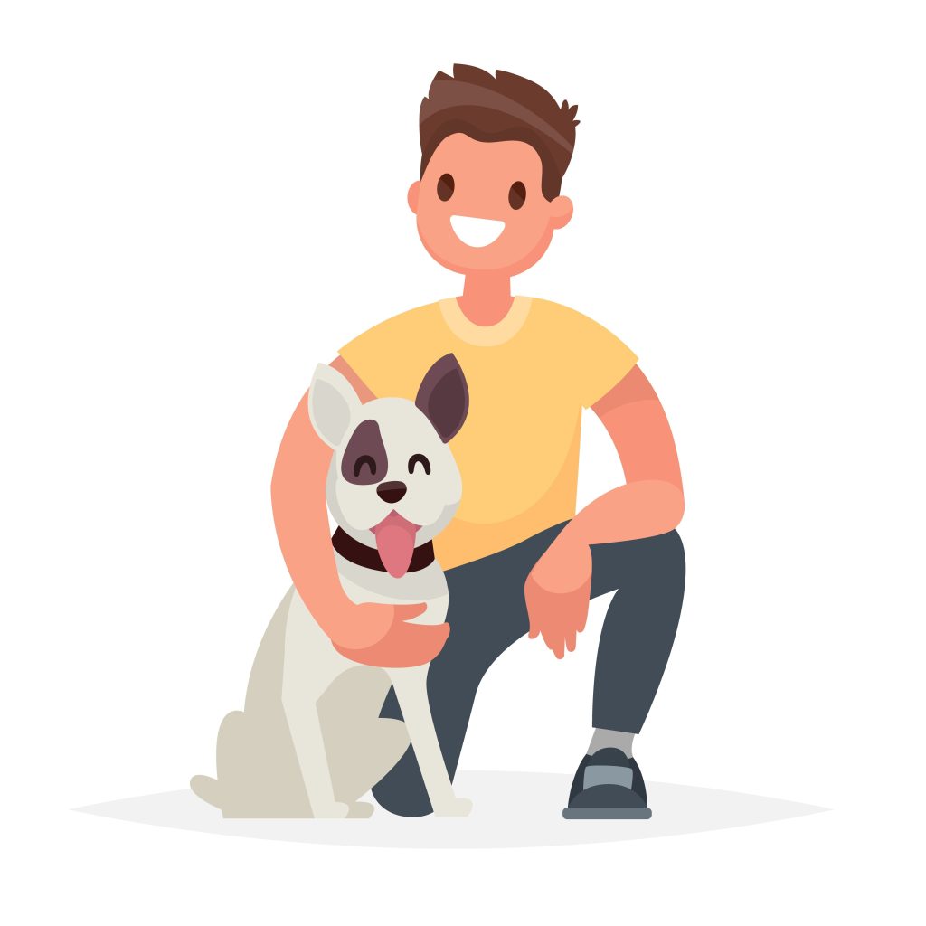 An illustration of a student and a puppy, demonstrating the difference between mindfulness and meditation for college students. 